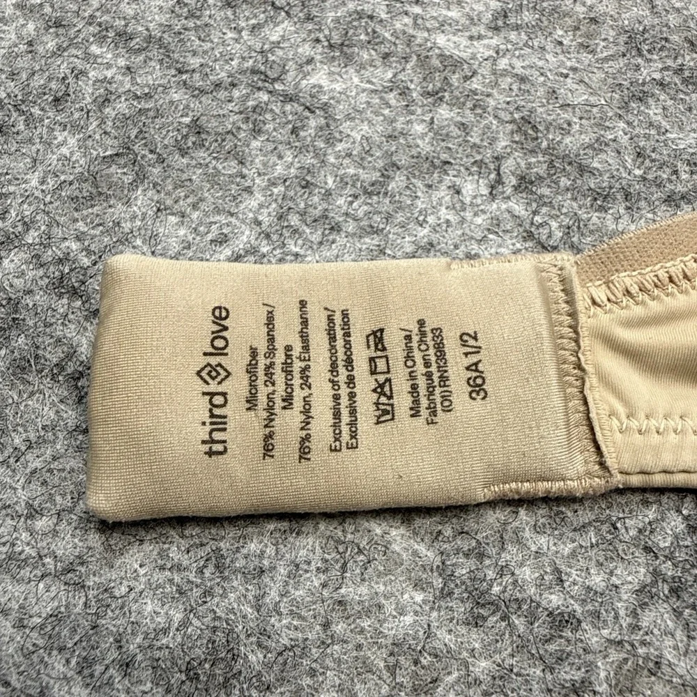 Third Love Second Skin Unlined underwire bra womens 36A 1/2 tan silky microfiber